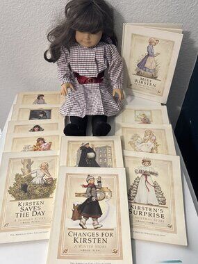 1990s Pleasant Company American girl doll Samantha, dark brown lashes +books ACC